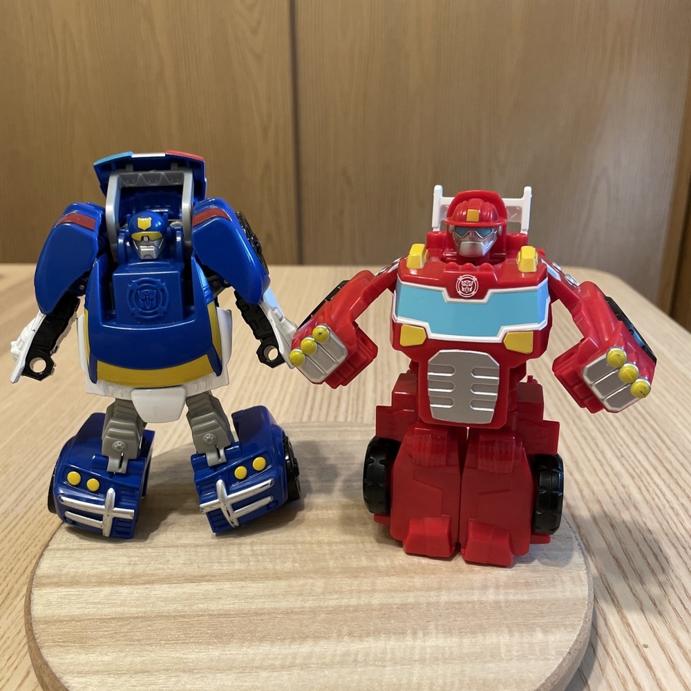 Transformers Rescue Bots Lot 2 Heatwave Fire-Bot & Chase Police-Bot Playskool
